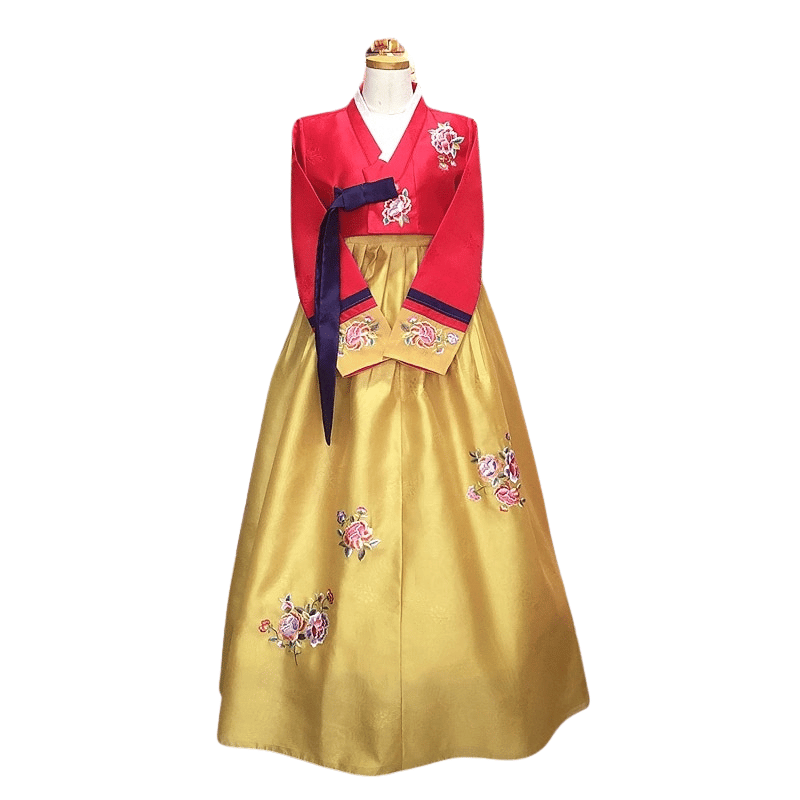 Hanbok Doré et Rouge