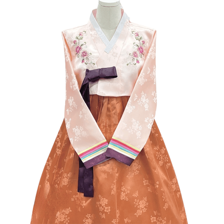Hanbok Marron Foncé Rose