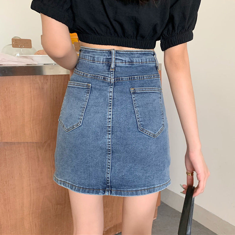 jupe en jean taille haute