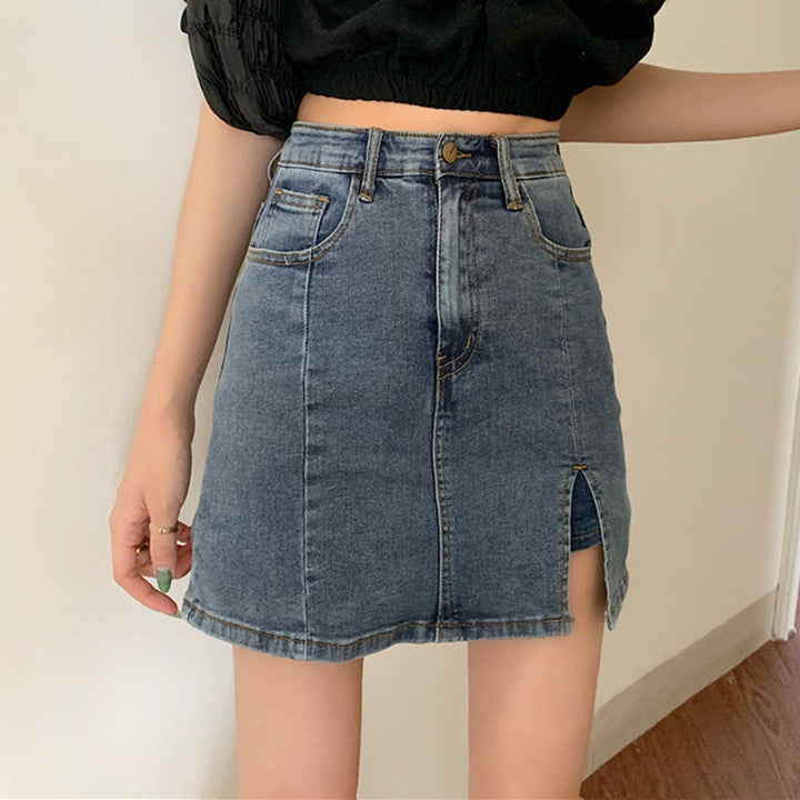 jupe en jean taille haute