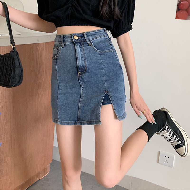 jupe en jean taille haute