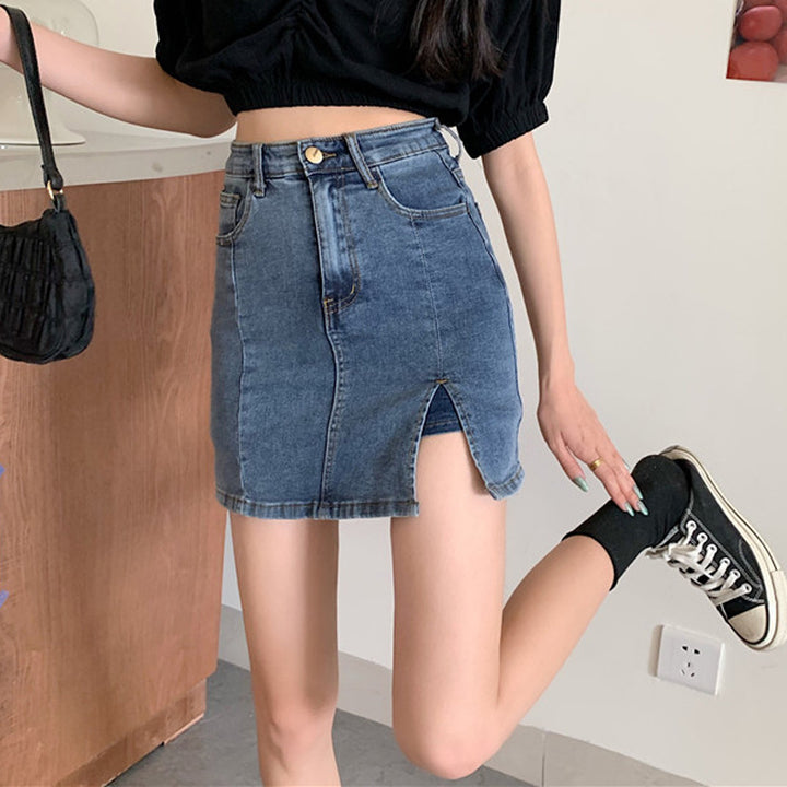 jupe en jean taille haute