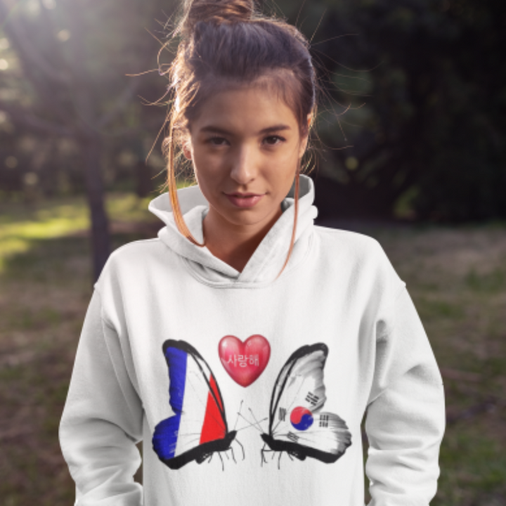 Sweat Drapeau Corée du Sud Papillon Blanc
