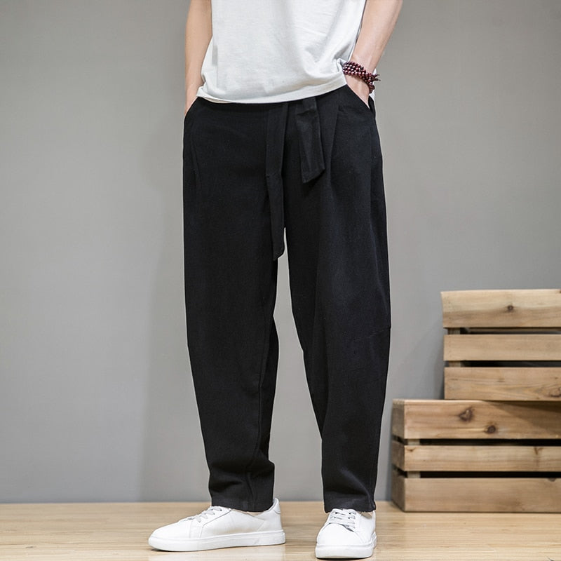 Pantalon Lin Homme Pantalon Chino En Lin Blanc Uni Avec Une Coupe