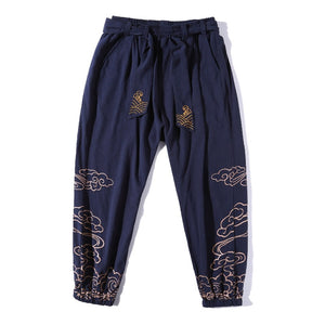 Pantalon Large Nuage Brodé