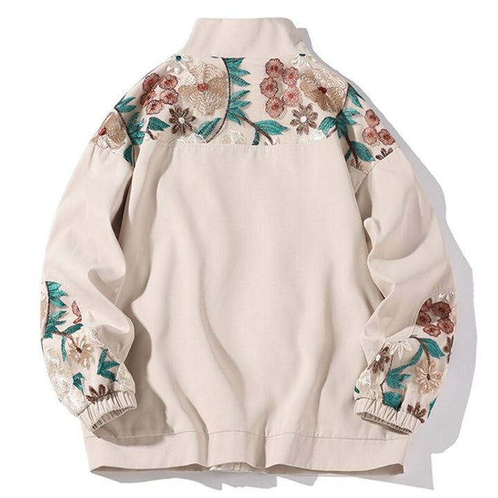 Blouson Beige Brodé Fleurs