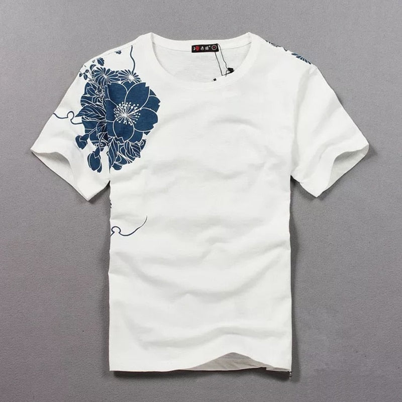 T Shirt Blanc Poisson Brodé