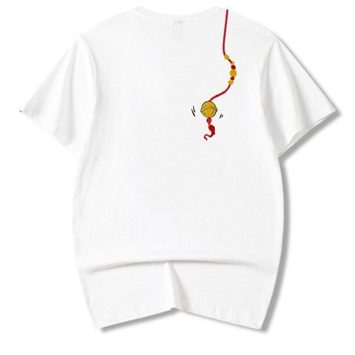 T Shirt Tête Dragon Brodé Blanc