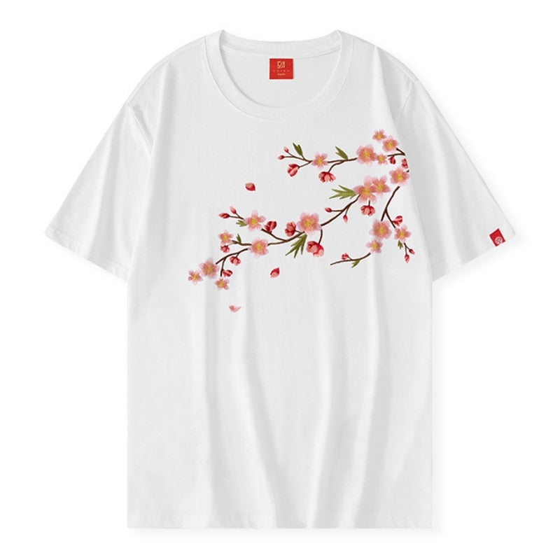 T Shirt Blanc Fleurs de Cerisier