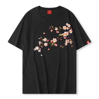 T Shirt Noir Fleurs de Cerisier