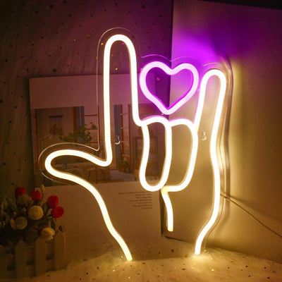 Neon Led Finger Heart