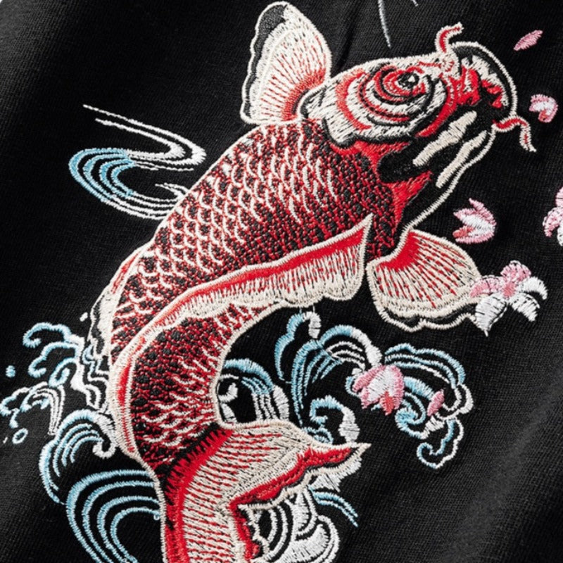 T Shirt Fleurs et Poisson Brodés