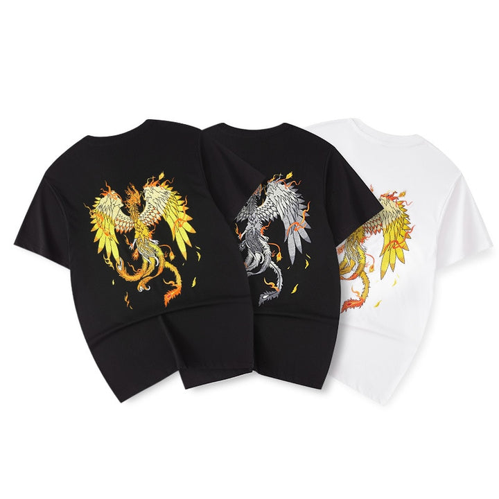 T Shirt Brodé Phoenix Flamme