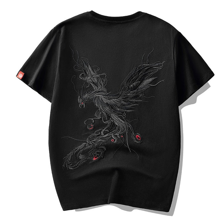 Tee Shirt Brodé Phoenix Noir