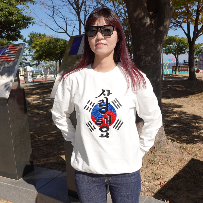 Pull Coréen Brodé Je t'Aime en Hangeul