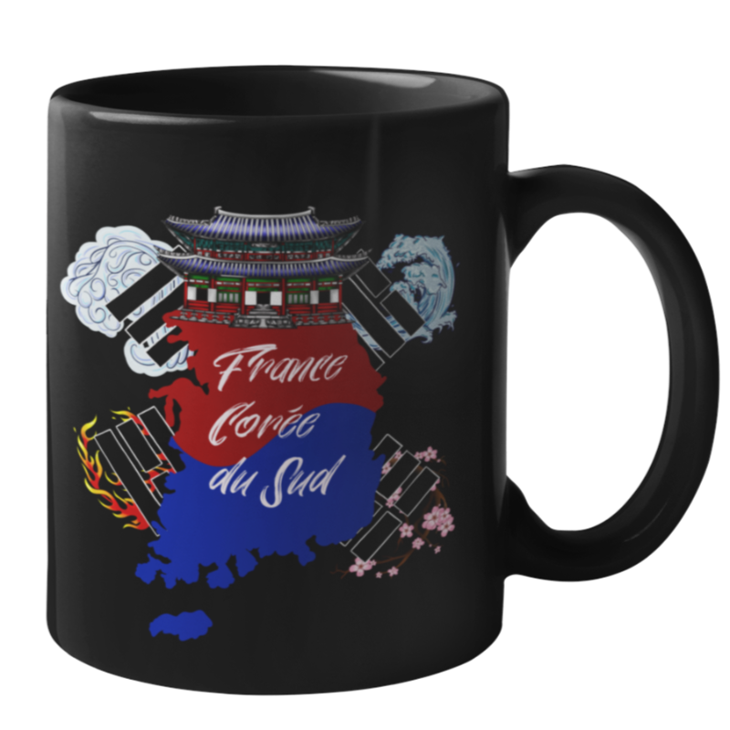 France Corée du Sud Mug Noir 