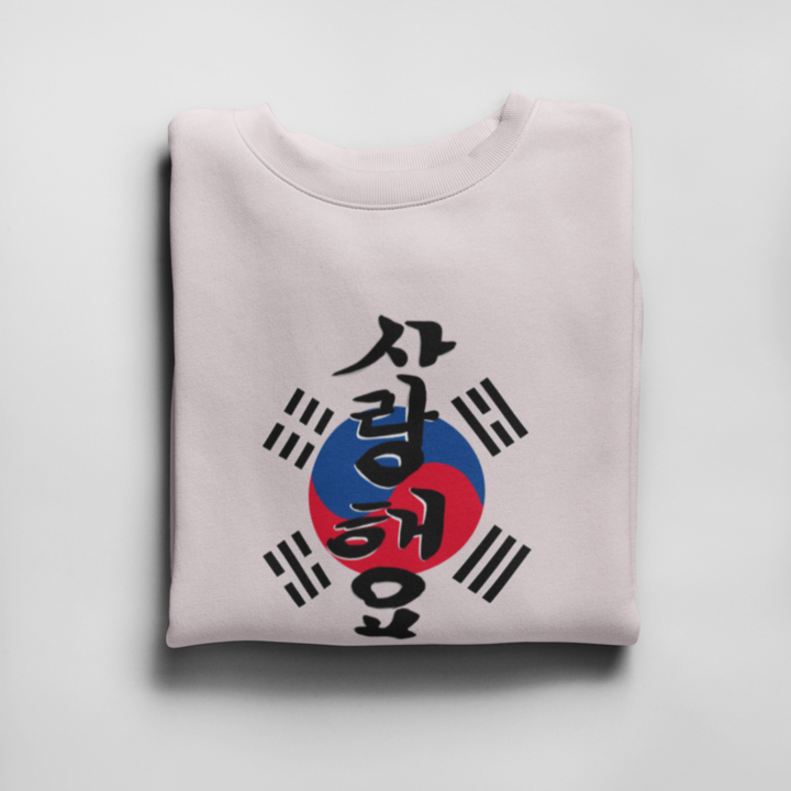 Pull Coréen Brodé Je t'Aime en Hangeul