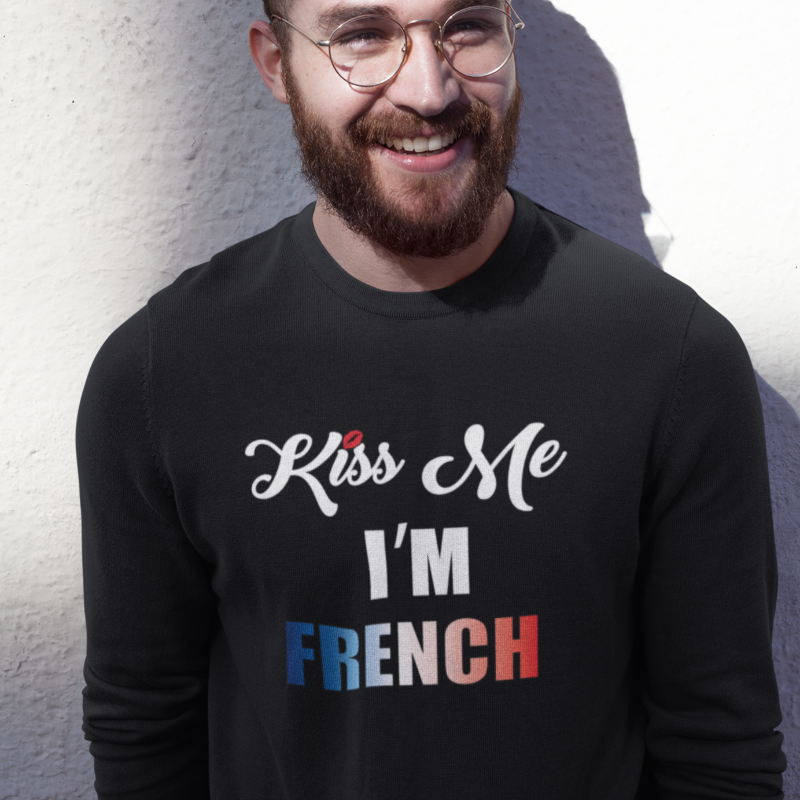 Pull Noir "Kiss Me I'M French"