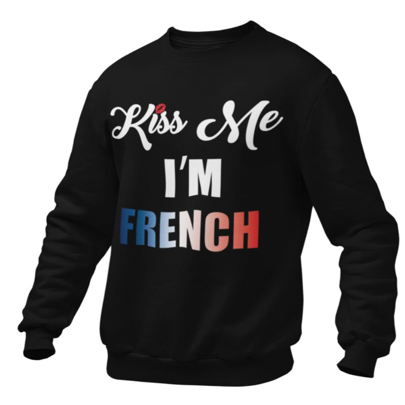 Pull Noir "Kiss Me I'M French"