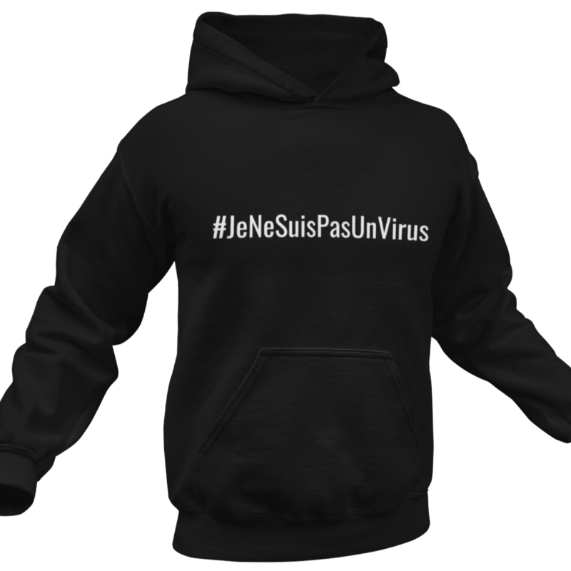 Sweat Humoristique #JeNeSuisPasUnVirus Noir | France Corée du Sud