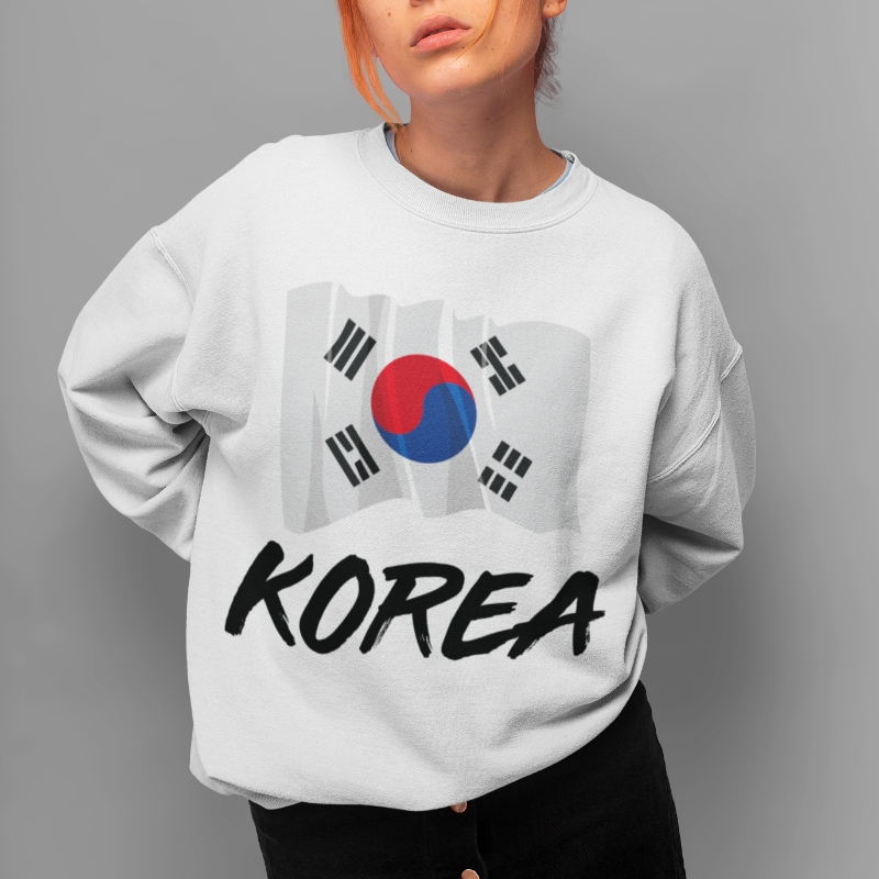 Pull Blanc Drapeau Corée du Sud