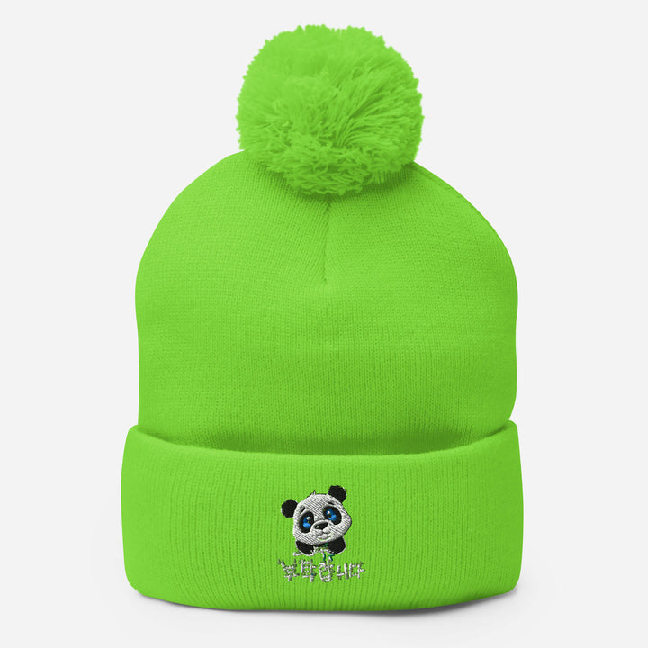 Bonnet à Pompon Panda Vert Fluo