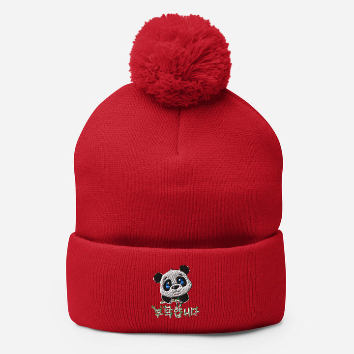 Bonnet à Pompon Panda Rouge