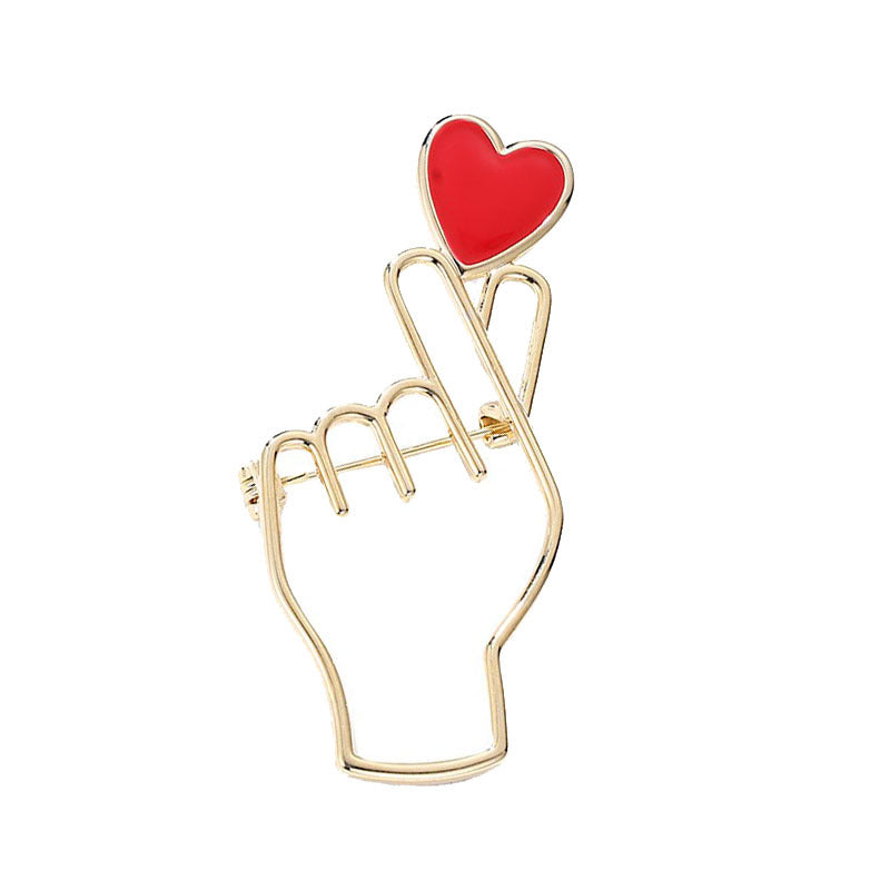 Broche Dorée Doigts Coeur Coréen