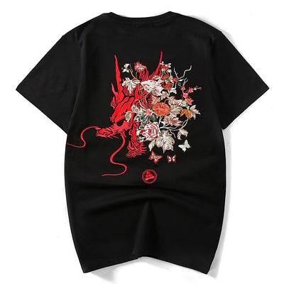 T Shirt Noir Tête de Dragon