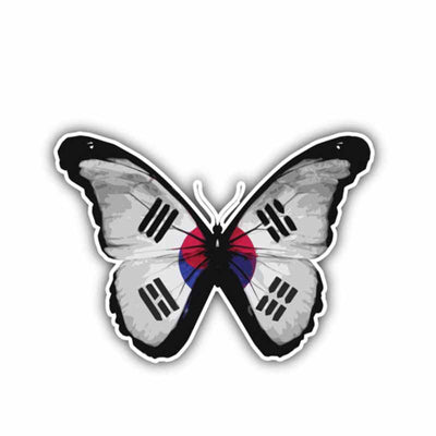 Drapeau Corée du Sud Sticker Papillon