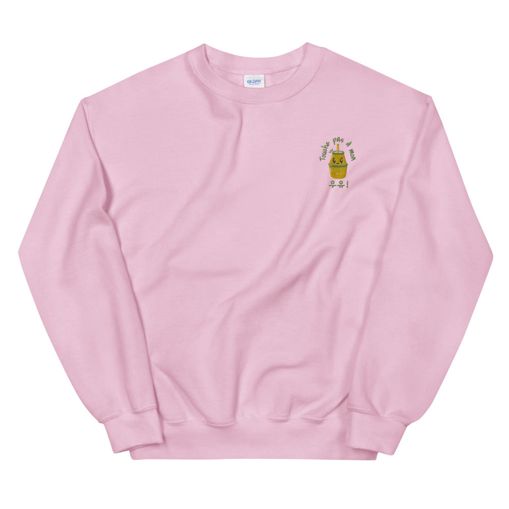 Pull Rose Clair Lait Coréen Brodé