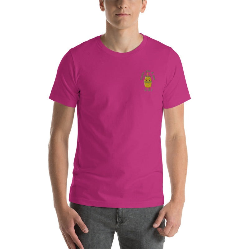 T Shirt Rose Lait Coréen Brodé