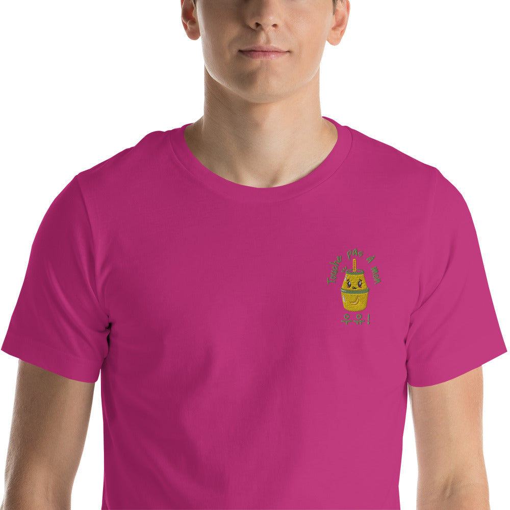 T Shirt Rose Bonbon Lait Coréen Brodé