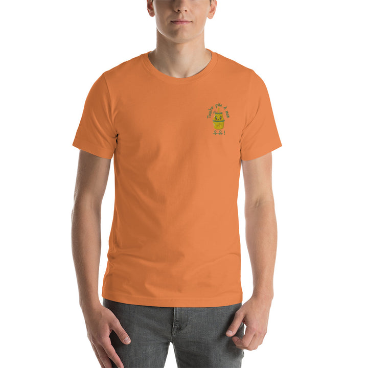 T Shirt Orange Lait Coréen Brodé