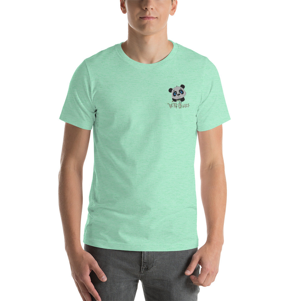 T Shirt Panda Brodé Menthe Chiné