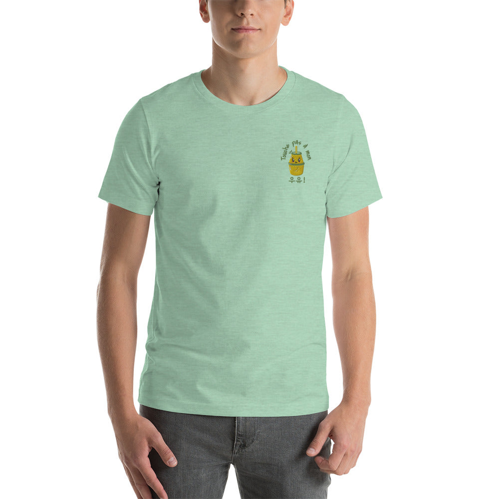 T Shirt Menthe Chiné  Lait Coréen Brodé