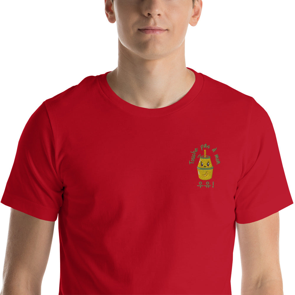 T Shirt Rouge Lait Coréen Brodé