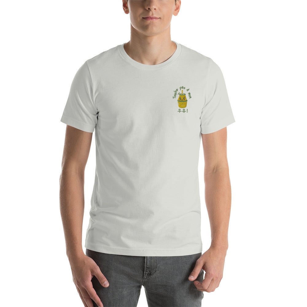 T Shirt Argenté  Lait Coréen Brodé