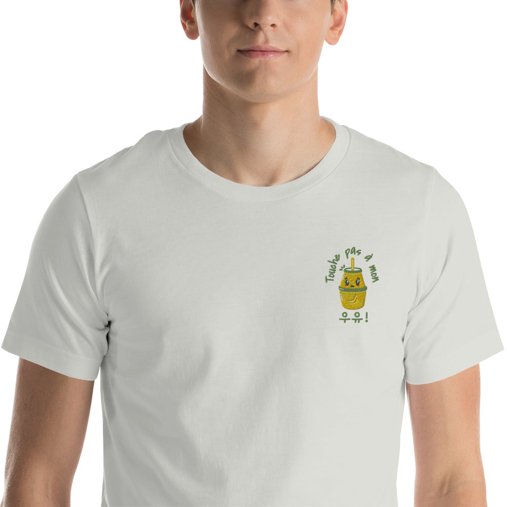 T Shirt Argenté  Lait Coréen Brodé