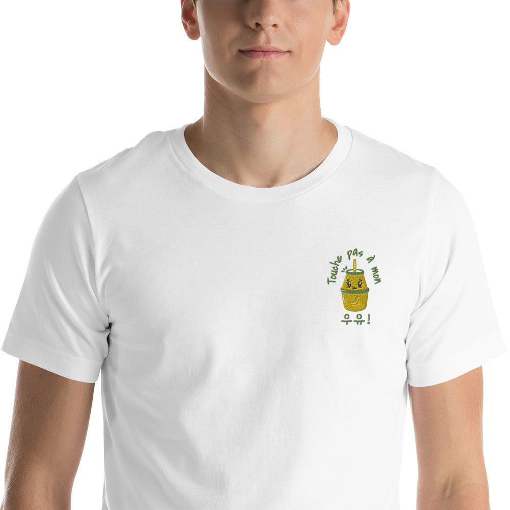 T Shirt Blanc Lait Coréen Brodé