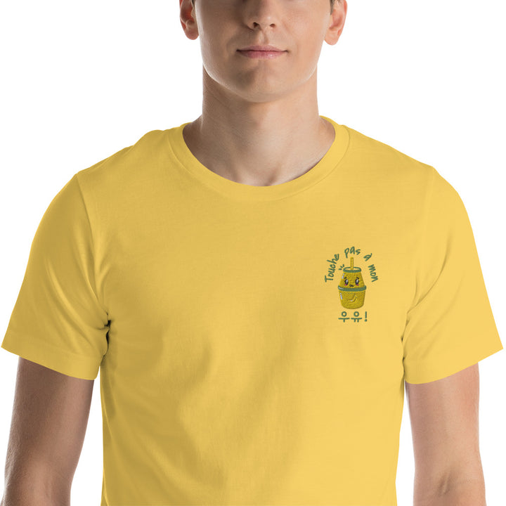 T Shirt Jaune Lait Coréen Brodé