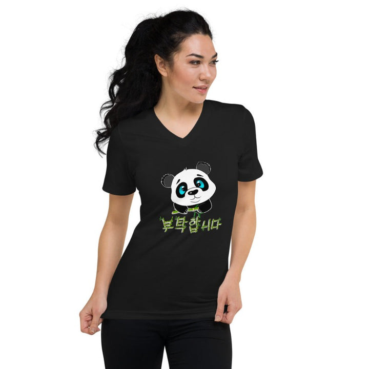 T Shirt Col V Panda Noir