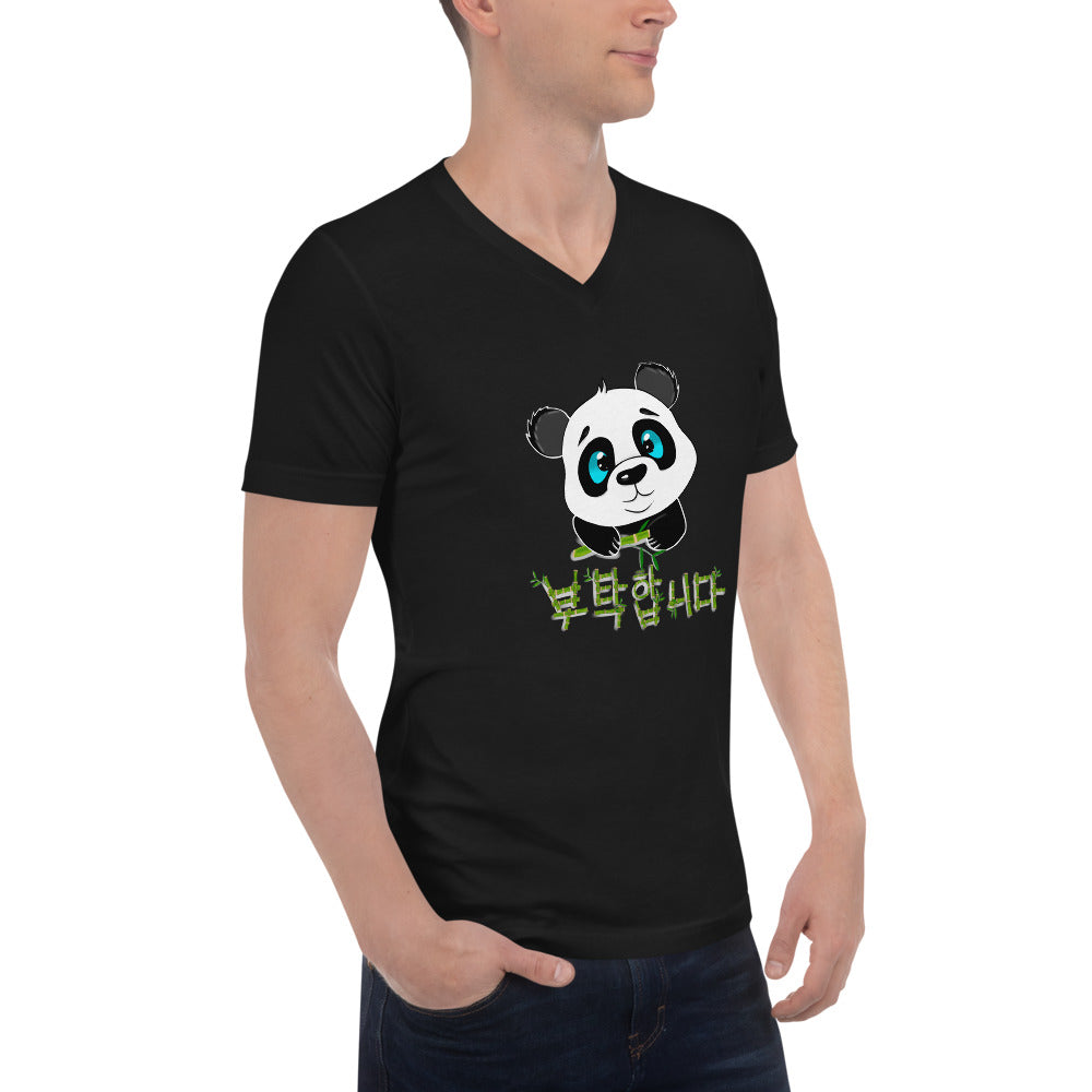 T Shirt Col V Panda Noir