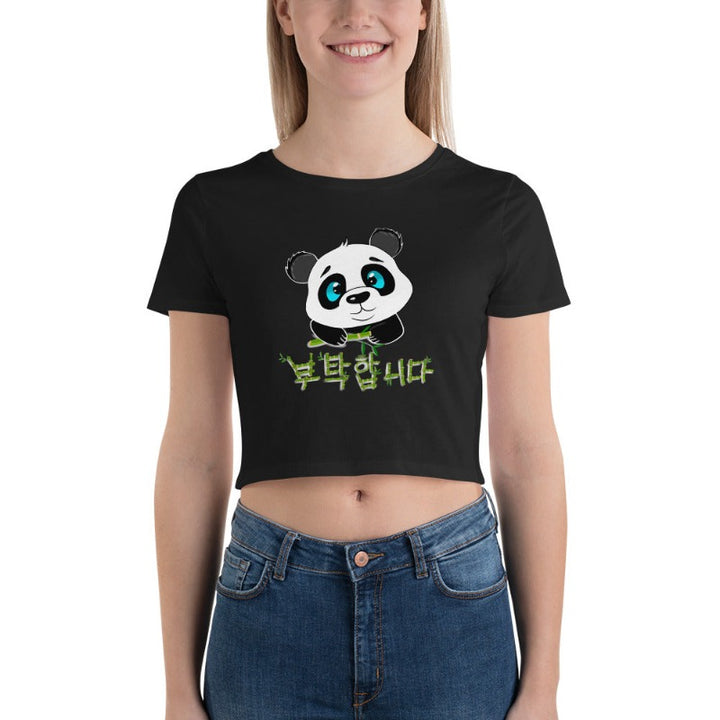 T Shirt Crop Top Panda noir