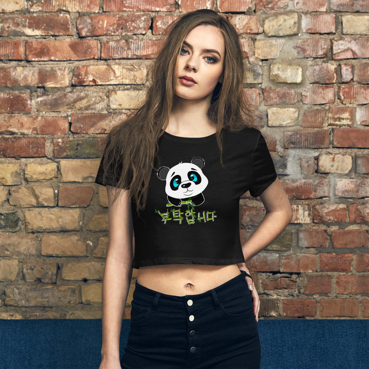 T Shirt Crop Top Panda noir